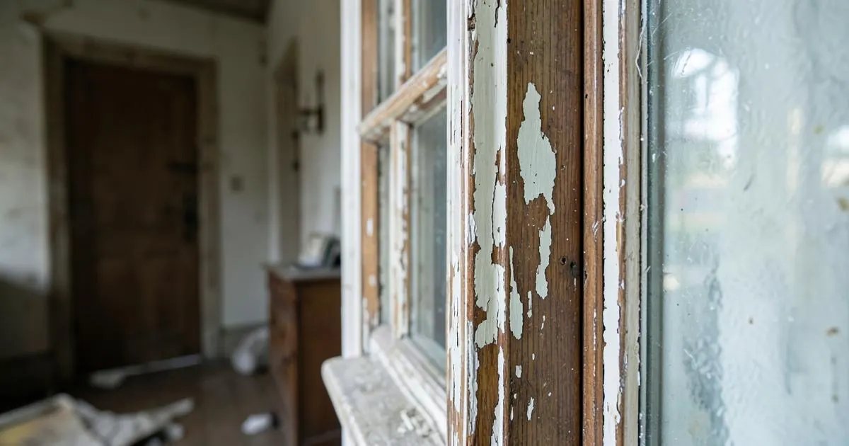 Peinture ancienne écaillée dans un logement à Arles